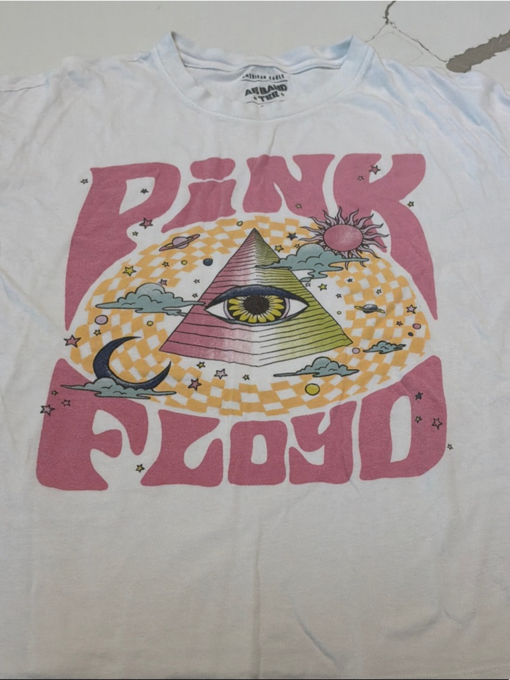 Pink Floyd American Eagle AEBAND TEE Medium Outfitters White Graphic Band Tee